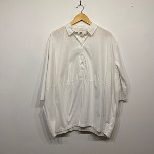 Wendy Trendy White Collared Cotton 3/4 Sleeve Blouse